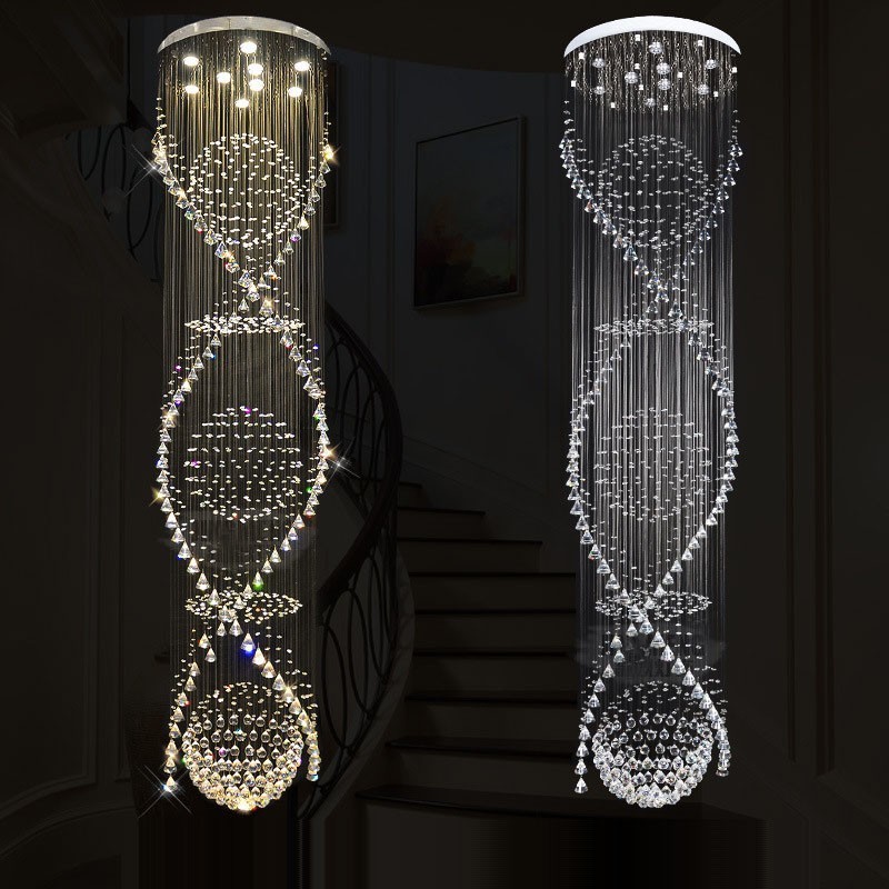 Lámpara colgante de techo de cristal moderna de 5 metros de longitud extra para interiores, lámparas de araña, accesorios de iluminación