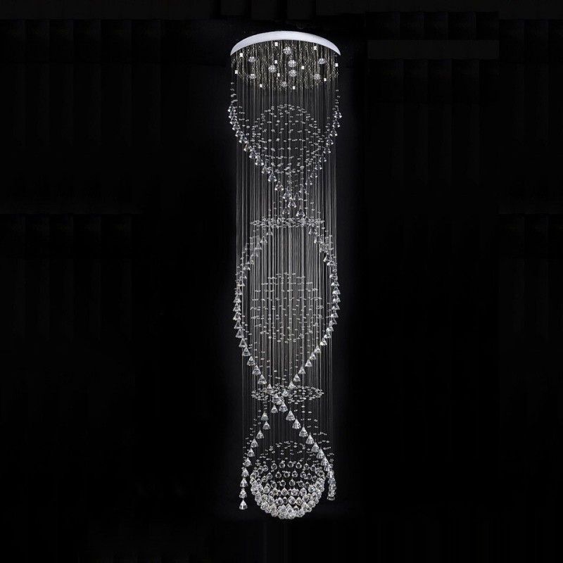 Lámpara colgante de techo de cristal moderna de 5 metros de longitud extra para interiores, lámparas de araña, accesorios de iluminación
