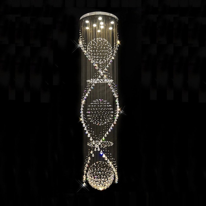 Lámpara colgante de techo de cristal moderna de 5 metros de longitud extra para interiores, lámparas de araña, accesorios de iluminación