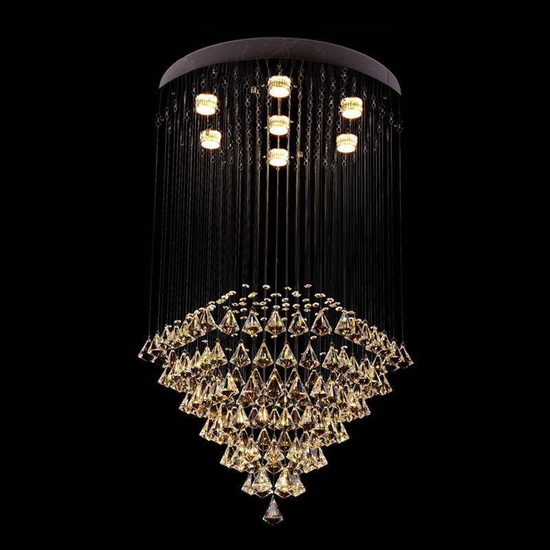 Lámpara colgante de techo de cristal moderna de 7 luces para interiores, lámparas de araña, accesorios de iluminación