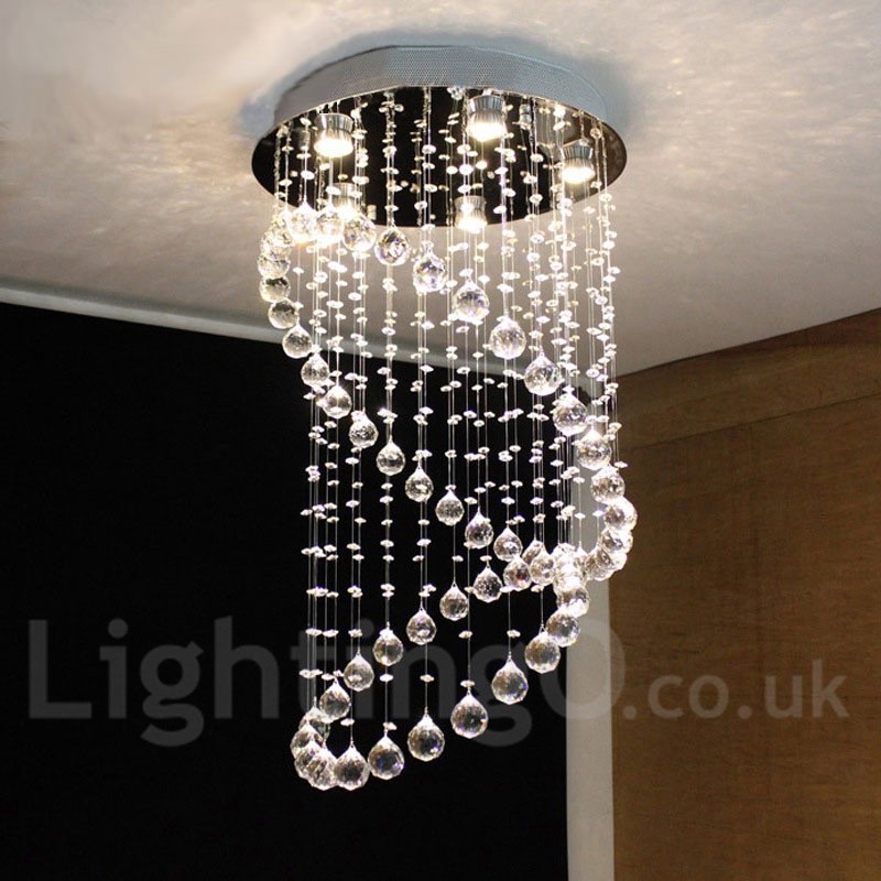 Lámpara colgante de techo de cristal moderna de 5 luces para interiores, lámparas de araña, accesorios de iluminación