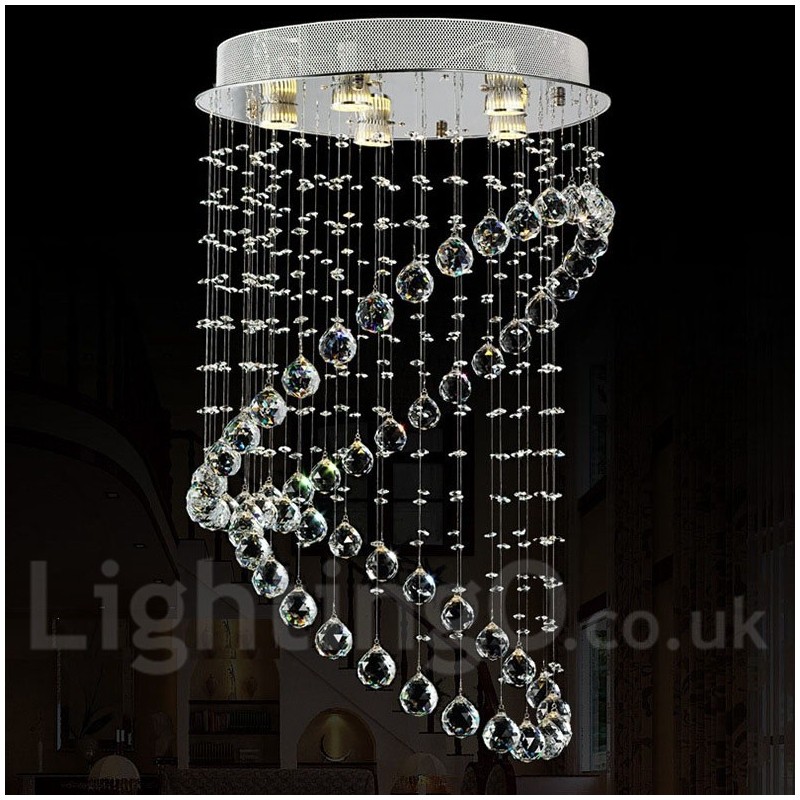 Lámpara colgante de techo de cristal moderna de 5 luces para interiores, lámparas de araña, accesorios de iluminación