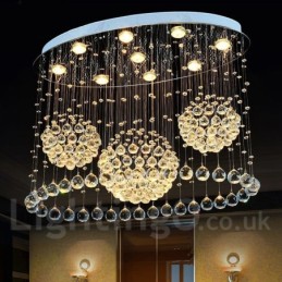 Lámpara colgante de techo de cristal moderna de 9 luces para interiores, lámparas de araña, accesorios de iluminación