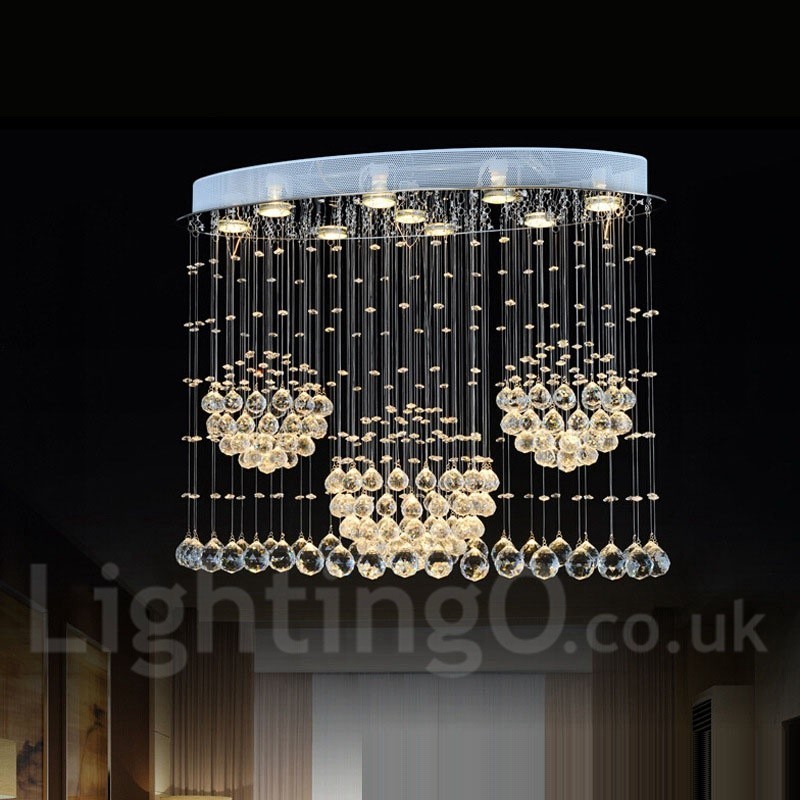 Lámpara colgante de techo de cristal moderna de 9 luces para interiores, lámparas de araña, accesorios de iluminación