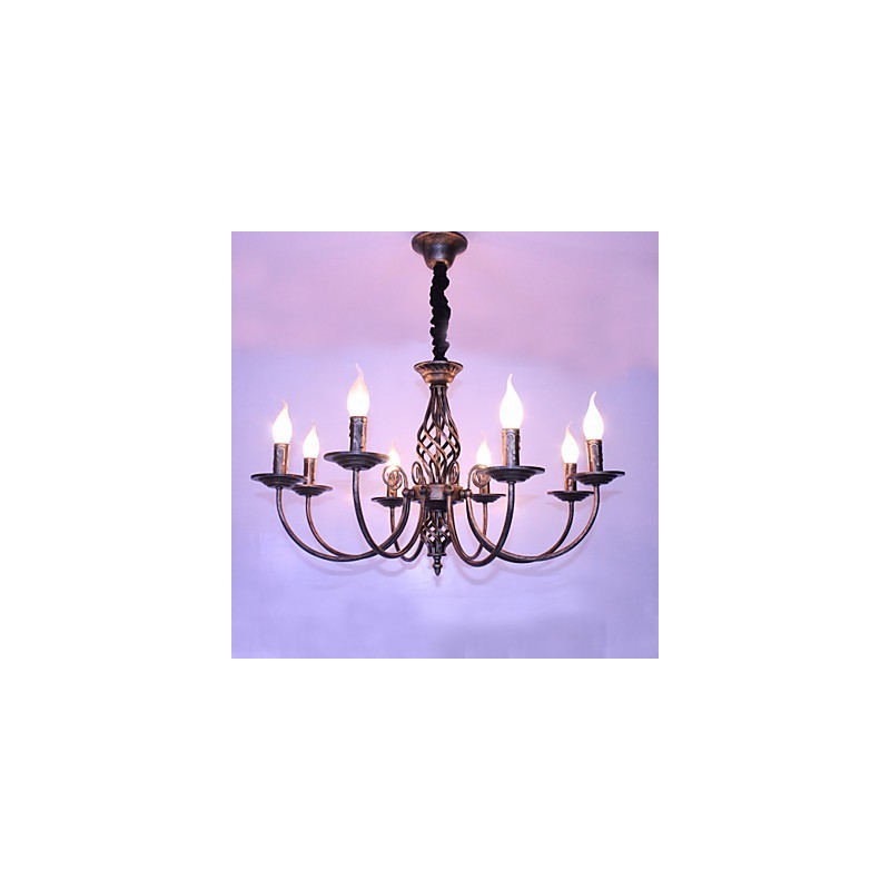 Lámpara de araña de metal estilo vela de diseñadores retro.