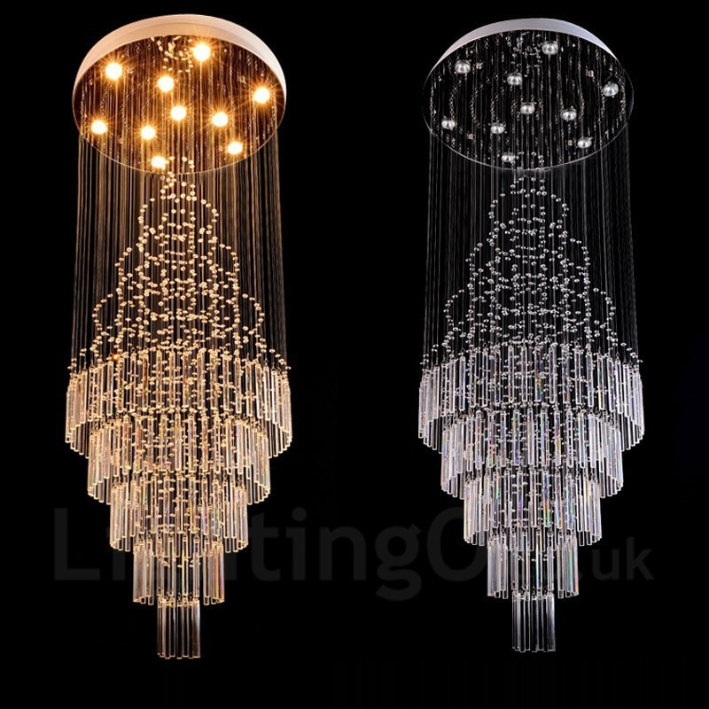 Lámpara colgante de techo de cristal moderna de 10 luces para interiores, lámparas de araña, accesorios de iluminación