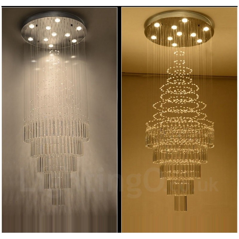 Lámpara colgante de techo de cristal moderna de 10 luces para interiores, lámparas de araña, accesorios de iluminación