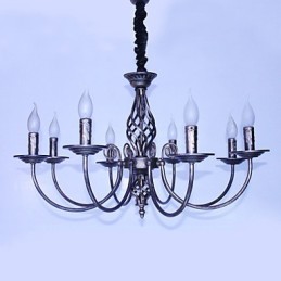 Lámpara de araña de metal estilo vela de diseñadores retro.