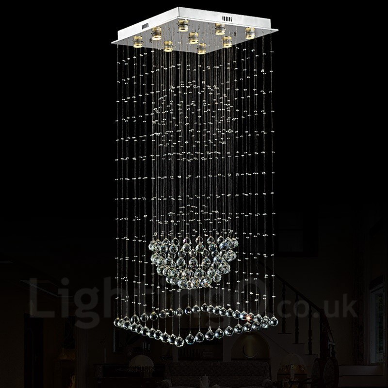 Lámpara colgante de techo de cristal moderna de 9 luces para interiores, lámparas de araña, accesorios de iluminación