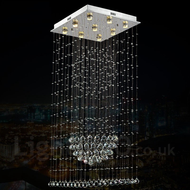 Lámpara colgante de techo de cristal moderna de 9 luces para interiores, lámparas de araña, accesorios de iluminación
