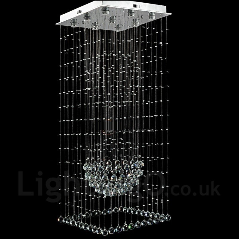 Lámpara colgante de techo de cristal moderna de 9 luces para interiores, lámparas de araña, accesorios de iluminación