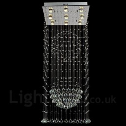 Lámpara colgante de techo de cristal moderna de 9 luces para interiores, lámparas de araña, accesorios de iluminación