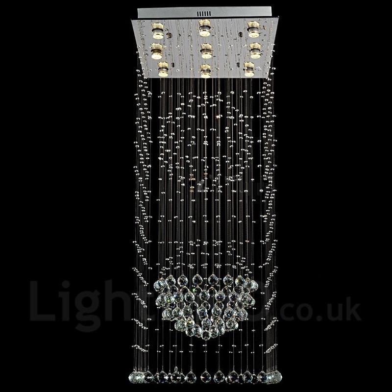 Lámpara colgante de techo de cristal moderna de 9 luces para interiores, lámparas de araña, accesorios de iluminación