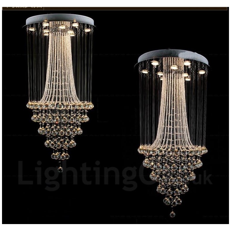 Lámpara colgante de techo de cristal moderna de 9 luces para interiores, lámparas de araña, accesorios de iluminación