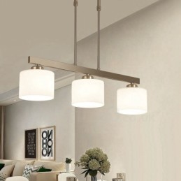 Lámpara colgante moderna cromada de 3 luces para interiores, lámparas colgantes para el hogar, accesorios de iluminación con pantallas de vidrio