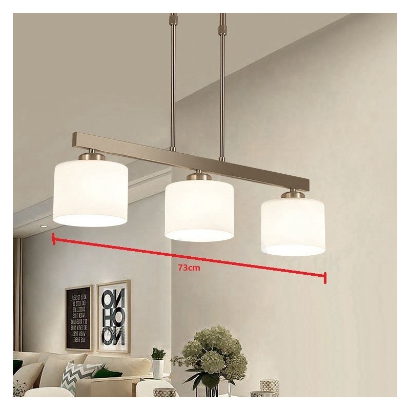 Lámpara colgante moderna cromada de 3 luces para interiores, lámparas colgantes para el hogar, accesorios de iluminación con pantallas de vidrio