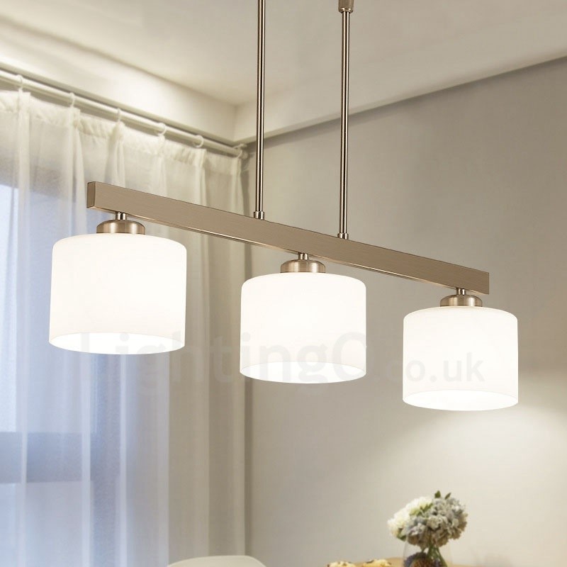 Lámpara colgante moderna cromada de 3 luces para interiores, lámparas colgantes para el hogar, accesorios de iluminación con pantallas de vidrio