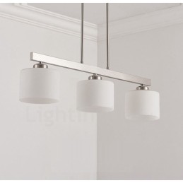 Lámpara colgante moderna cromada de 3 luces para interiores, lámparas colgantes para el hogar, accesorios de iluminación con pantallas de vidrio