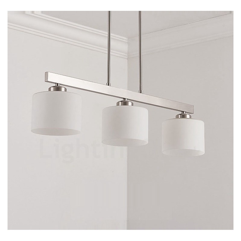 Lámpara colgante moderna cromada de 3 luces para interiores, lámparas colgantes para el hogar, accesorios de iluminación con pantallas de vidrio