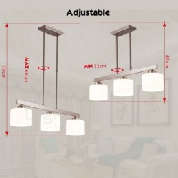 Lámpara colgante moderna cromada de 3 luces para interiores, lámparas colgantes para el hogar, accesorios de iluminación con pantallas de vidrio