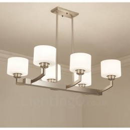 Lámpara colgante moderna cromada de 6 luces para interiores, lámparas colgantes para el hogar con pantallas de vidrio.