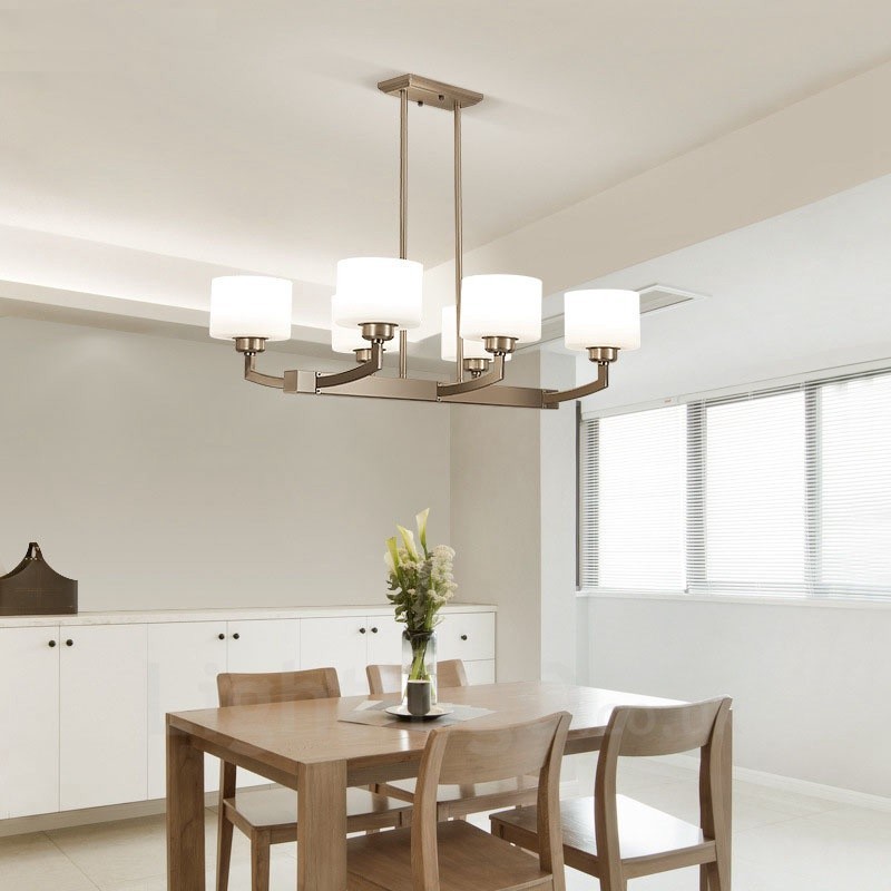 Lámpara colgante moderna cromada de 6 luces para interiores, lámparas colgantes para el hogar con pantallas de vidrio.