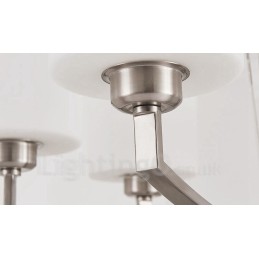 Lámpara colgante moderna cromada de 6 luces para interiores, lámparas colgantes para el hogar con pantallas de vidrio.