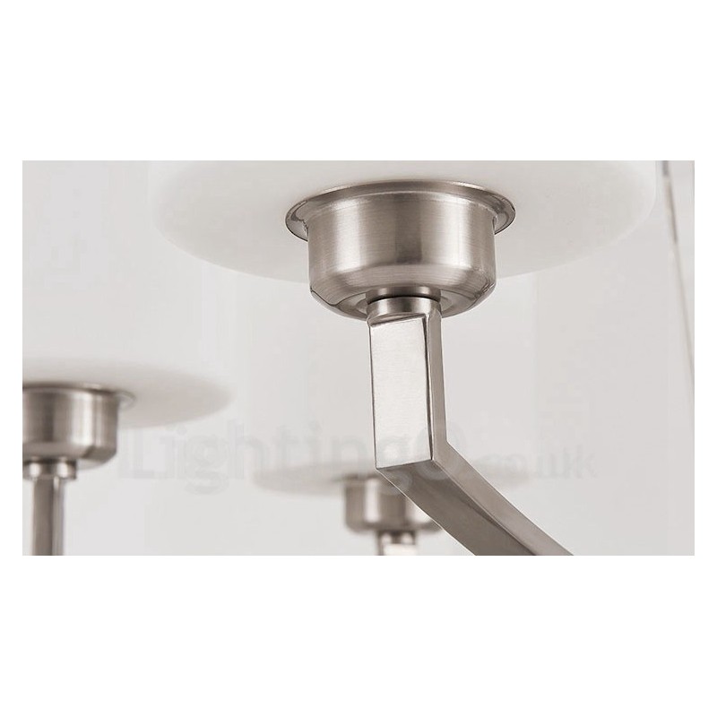 Lámpara colgante moderna cromada de 6 luces para interiores, lámparas colgantes para el hogar con pantallas de vidrio.