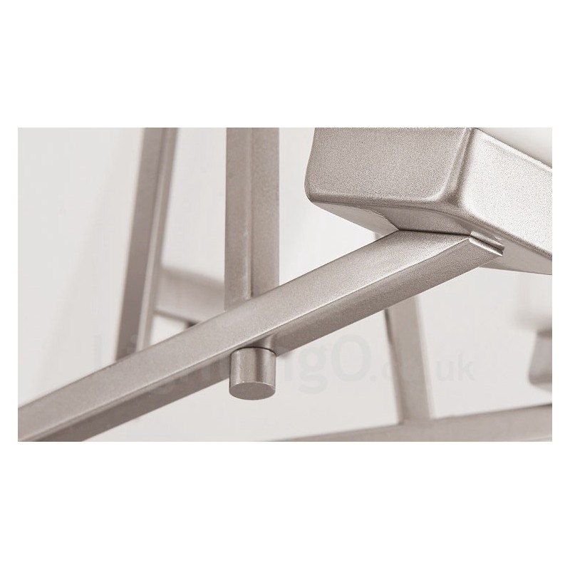 Lámpara colgante cromada de 6 luces para interiores, moderna, con pantallas de vidrio.