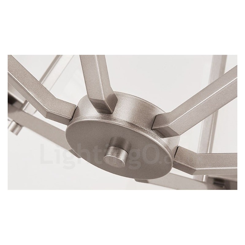 Lámpara colgante cromada de 6 luces para interiores, moderna, con pantallas de vidrio.