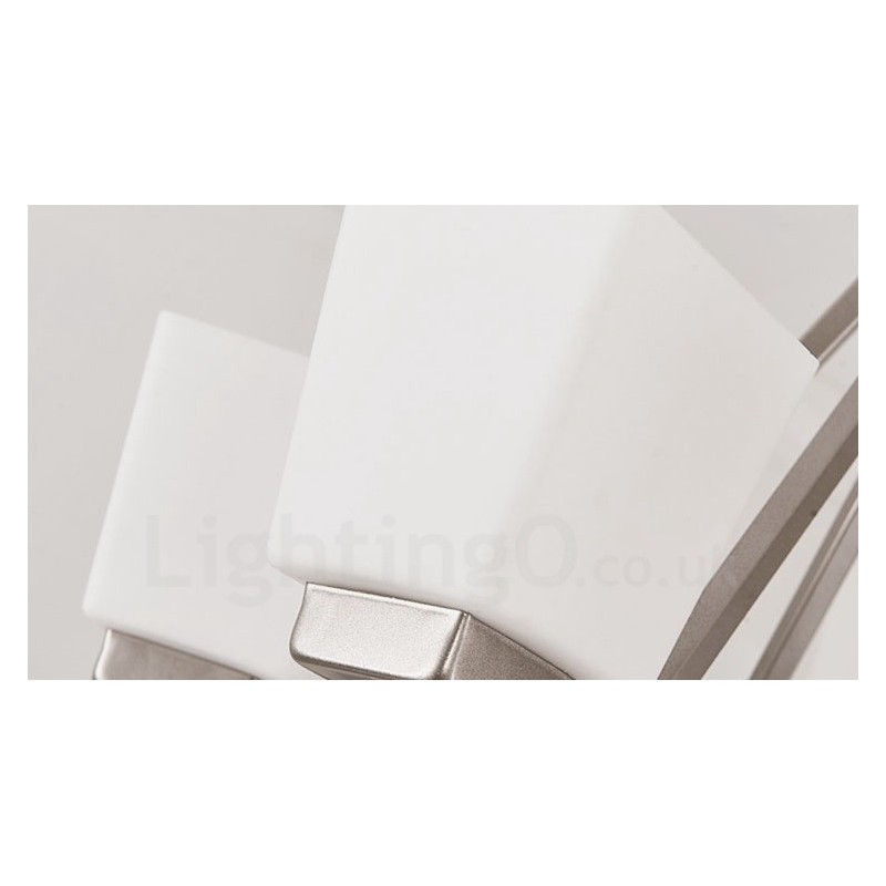 Lámpara colgante cromada de 6 luces para interiores, moderna, con pantallas de vidrio.