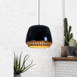 Lámpara colgante contemporánea moderna de 1 luz con pantalla negra, blanca, roja y azul