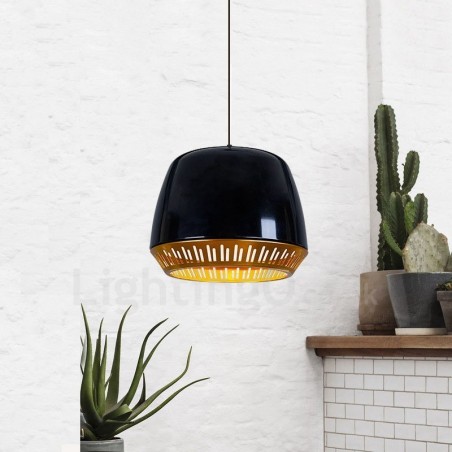 Lámpara colgante contemporánea moderna de 1 luz con pantalla negra, blanca, roja y azul Lámpara colgante contemporánea moderna de 1 luz con pantalla negra, blanca, roja y azul