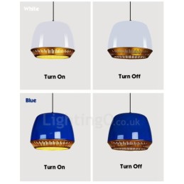 Lámpara colgante contemporánea moderna de 1 luz con pantalla negra, blanca, roja y azul