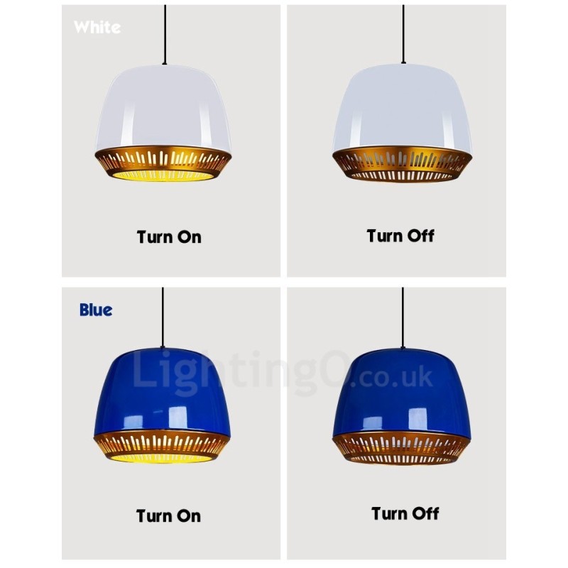 Lámpara colgante contemporánea moderna de 1 luz con pantalla negra, blanca, roja y azul