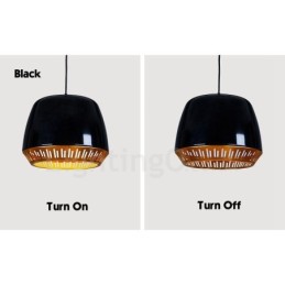 Lámpara colgante contemporánea moderna de 1 luz con pantalla negra, blanca, roja y azul