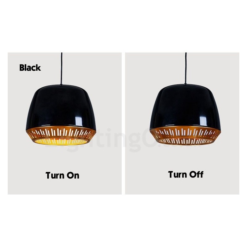 Lámpara colgante contemporánea moderna de 1 luz con pantalla negra, blanca, roja y azul