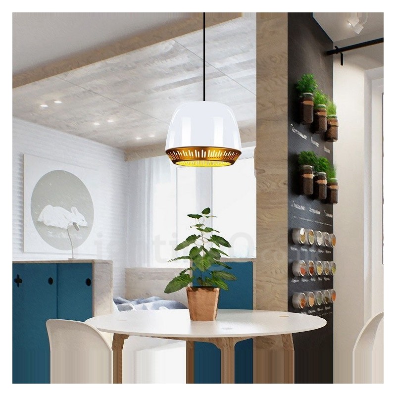 Lámpara colgante contemporánea moderna de 1 luz con pantalla negra, blanca, roja y azul
