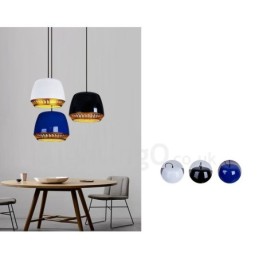 Lámpara colgante contemporánea moderna de 1 luz con pantalla negra, blanca, roja y azul