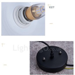 Lámpara colgante contemporánea moderna de 1 luz con pantalla negra, blanca, roja y azul
