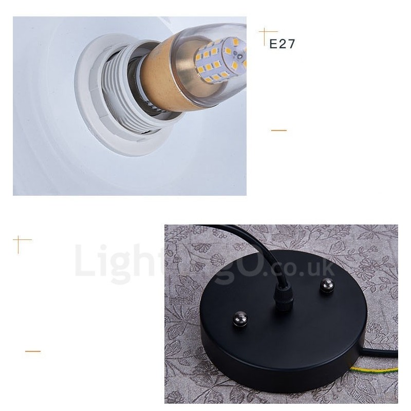 Lámpara colgante contemporánea moderna de 1 luz con pantalla negra, blanca, roja y azul