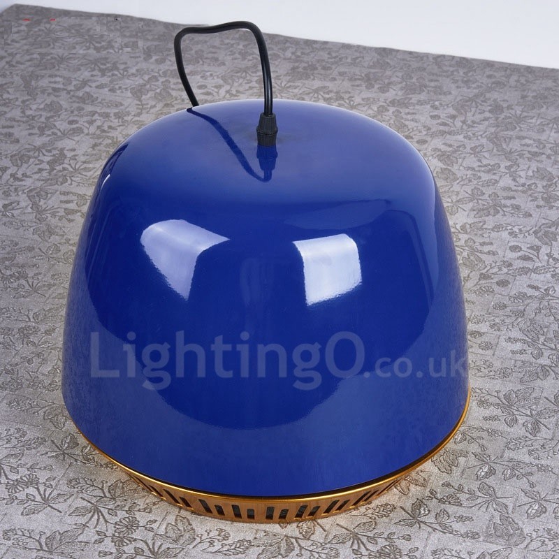 Lámpara colgante contemporánea moderna de 1 luz con pantalla negra, blanca, roja y azul