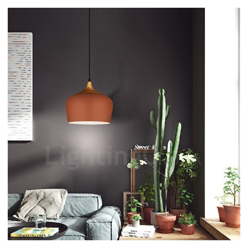 Lámpara colgante contemporánea moderna de 1 luz con pantalla blanca, roja y azul
