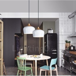 Lámpara colgante contemporánea moderna de 1 luz con pantalla blanca, roja y azul