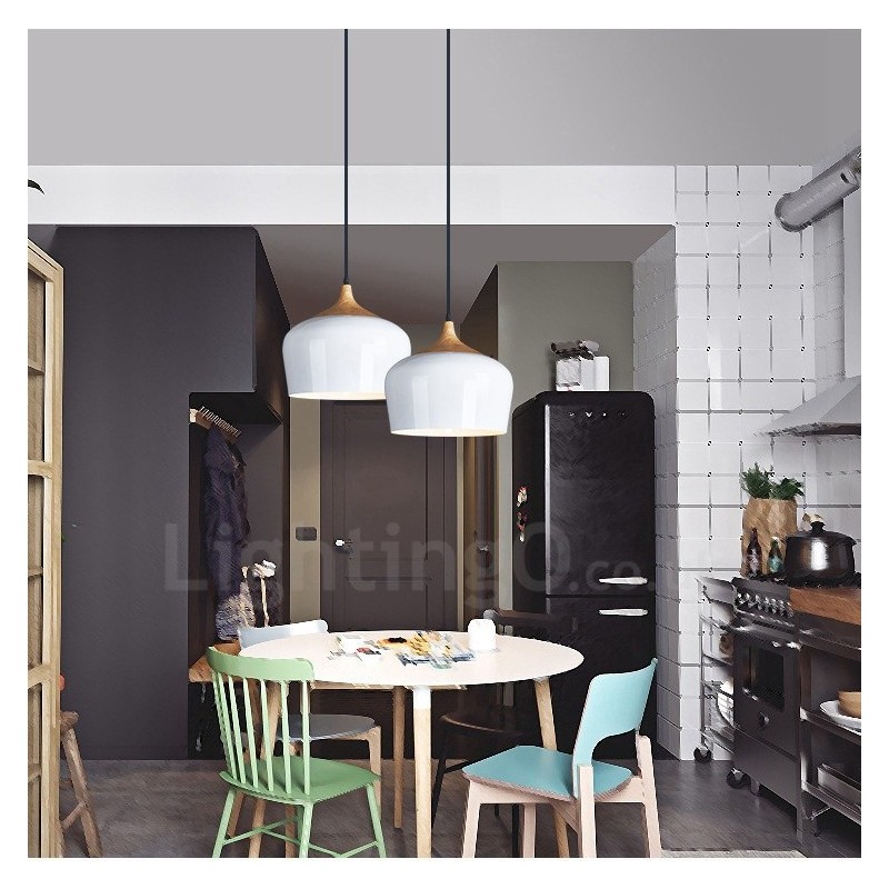 Lámpara colgante contemporánea moderna de 1 luz con pantalla blanca, roja y azul