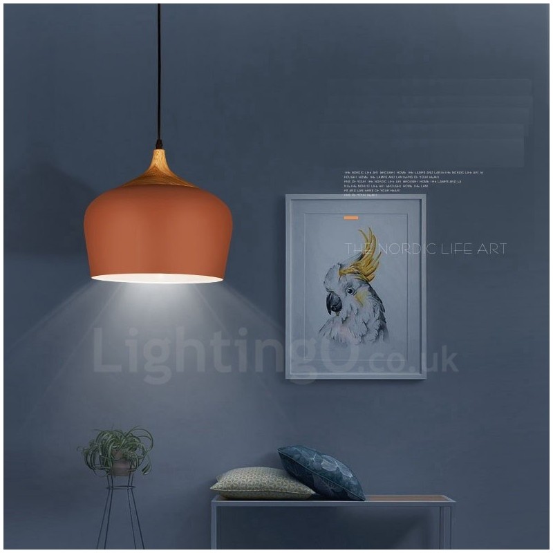 Lámpara colgante contemporánea moderna de 1 luz con pantalla blanca, roja y azul