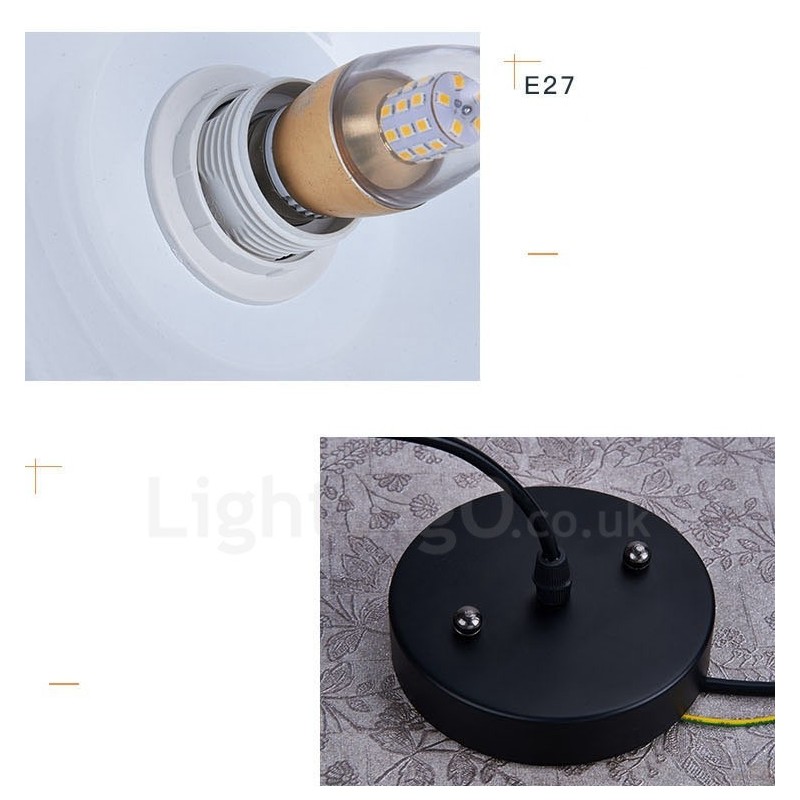 Lámpara colgante contemporánea moderna de 1 luz con pantalla blanca, roja y azul
