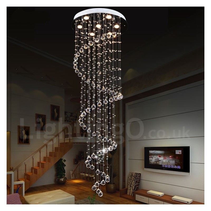 Lámpara colgante de techo de cristal K9 moderna de 7 luces para interiores.