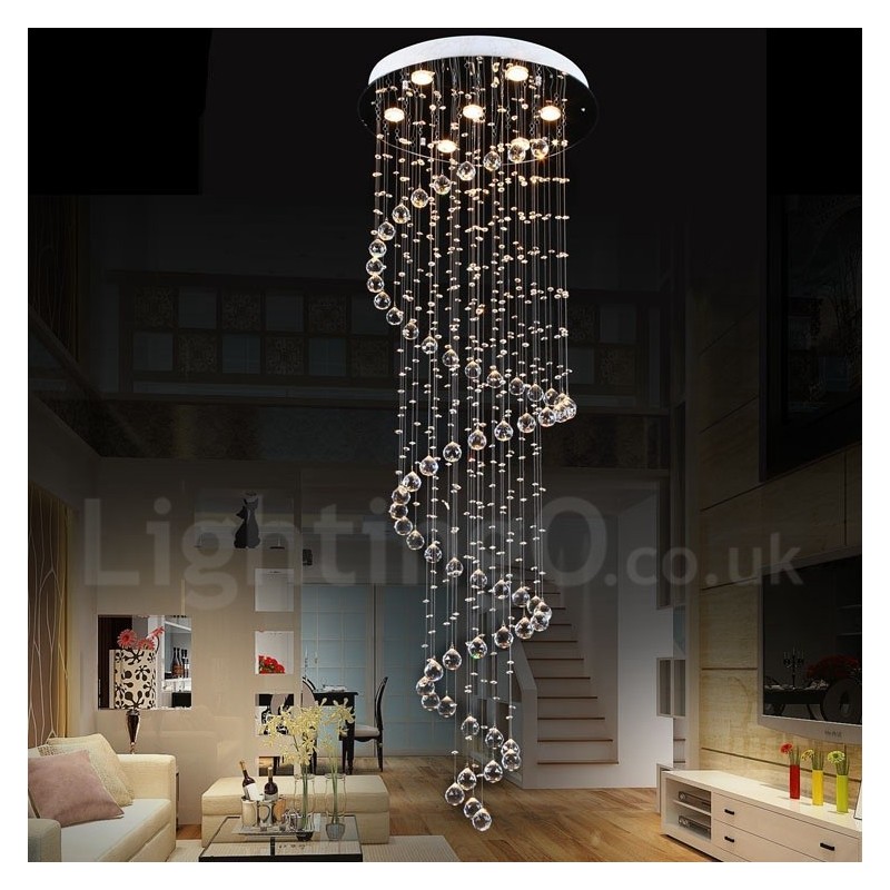 Lámpara colgante de techo de cristal K9 moderna de 7 luces para interiores.