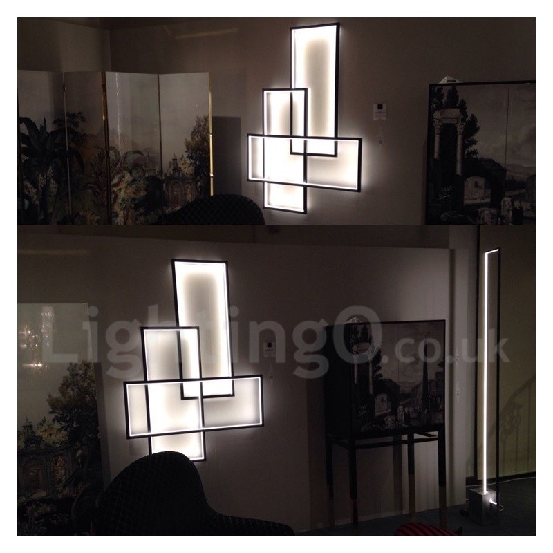 Lámpara de techo moderna y contemporánea de aluminio con pintura, lámpara de pared empotrada con regulador de intensidad remoto para sala de estar y dormitorio.